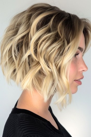 Layered Wavy Bob Short Layered Haircut.