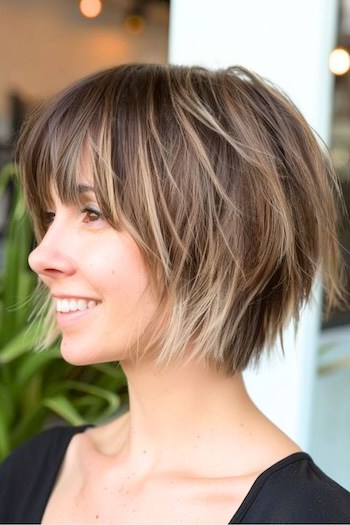 Layered Wispy Bob Short Layered Haircut.