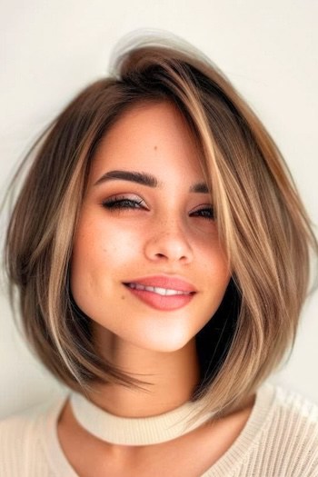 Long Bob with Side Part Straight Hairstyle.