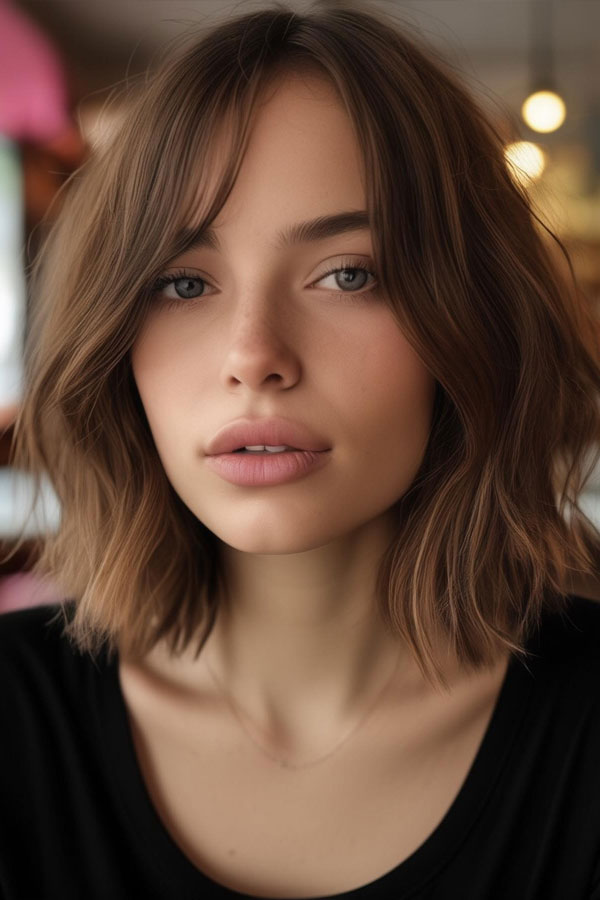 Long Bob with side swept bangs