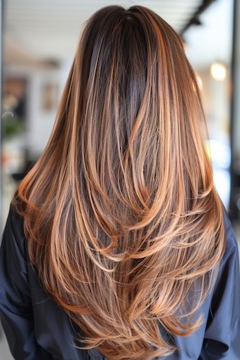 Long Layers with Balayage Highlights Straight Hairstyle.