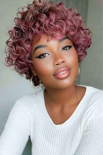 Magenta Pink Curls Pink Hair Color Idea.