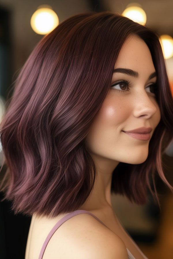 Mahogany Plum hair colour, fall hair color idea