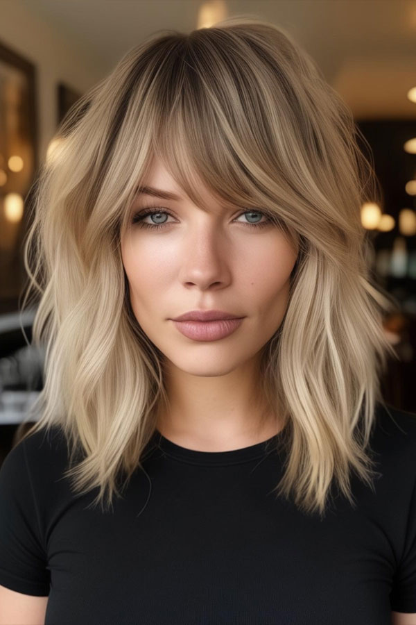 medium-length layered shag haircut, shaggy haircut