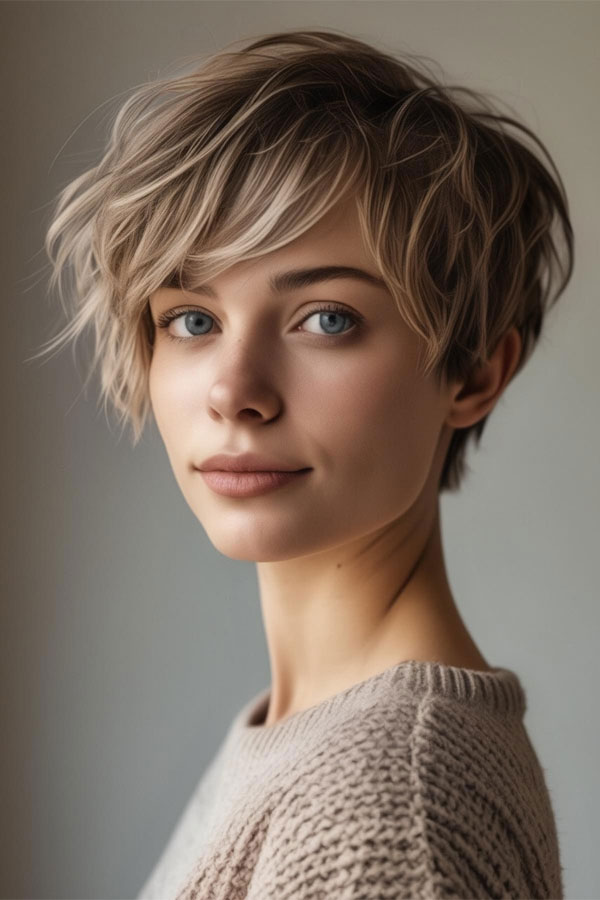 messy Textured Layered Pixie