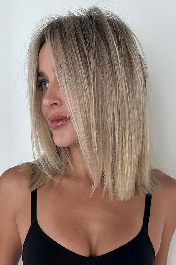 Ombre Blonde Collarbone-Length Haircut for Fine Hair, long bob haircuts, medium length bob, lob haircut, long bob hairstyle, 