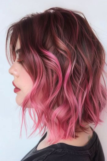 Ombre Pink Bob Hair Color Idea.