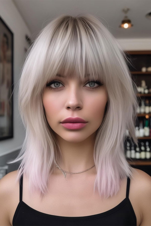 Platinum and Cotton Candy Shag, shaggy haircut, Bridgette bardot inspired haircut