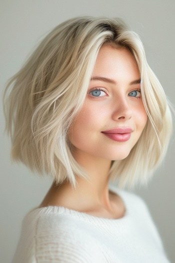 Platinum Bob with Dark Roots.