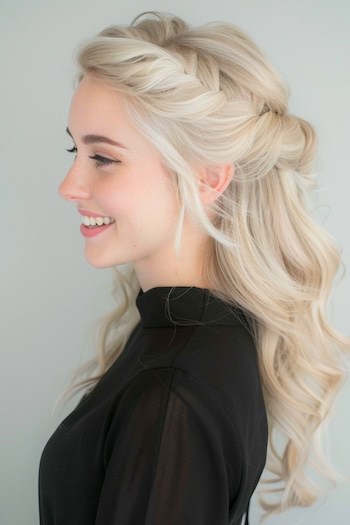 Platinum Half-Up Half-Down Waves.