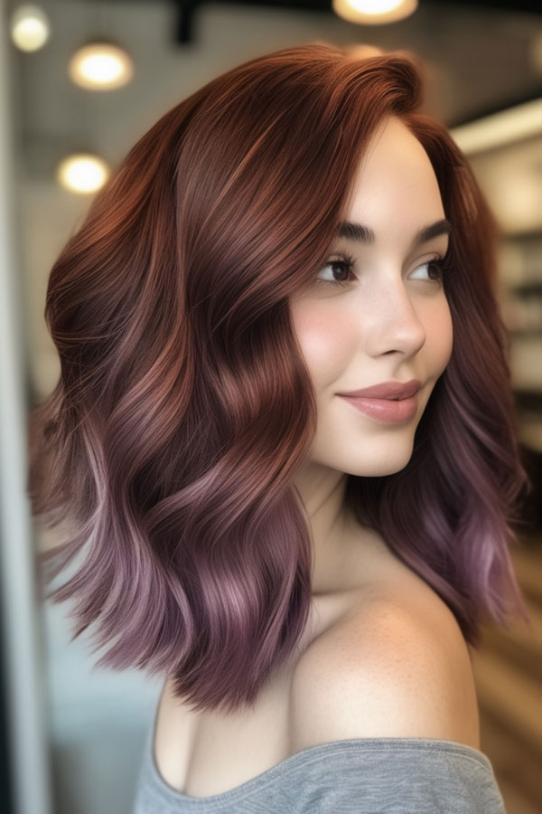 Plum To Lilac Ombre, plum hair colour