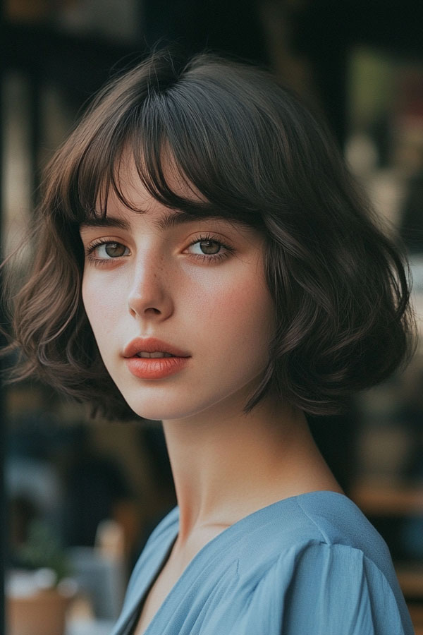 Rich Brown Elegance French Bob, French Bob Haircut, Parisian hairstyle, Parisian bob haircut