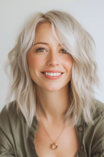 Shaggy Platinum Layers Hairstyle.