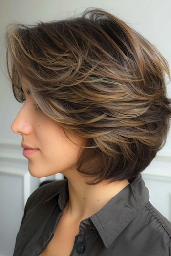 Short Feathered Layers Short Layered Haircut.