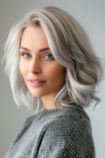 Silver Lob Haircut.