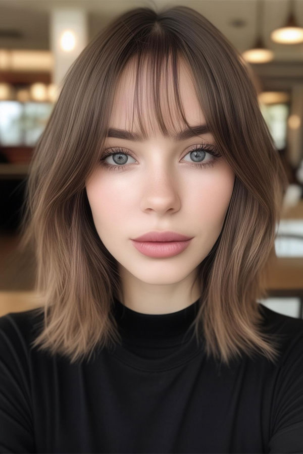 Simple Long bob with see wispy bangs