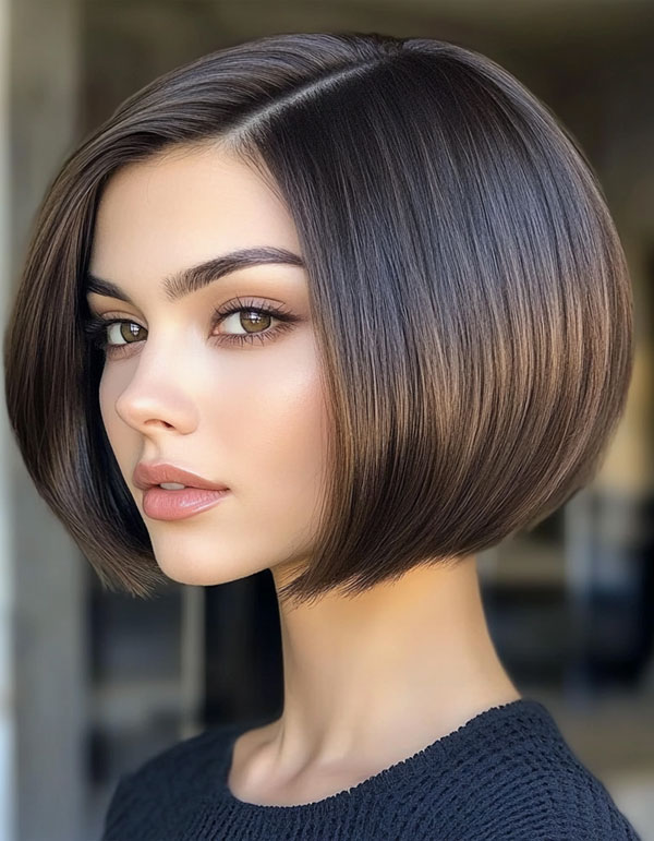 Sleek and Sophisticated Blunt Bob, cute short haircut, trendy short hairstyle, cute way wear hair short