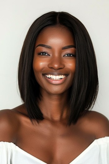 Sleek Rounded Lob Haircut.