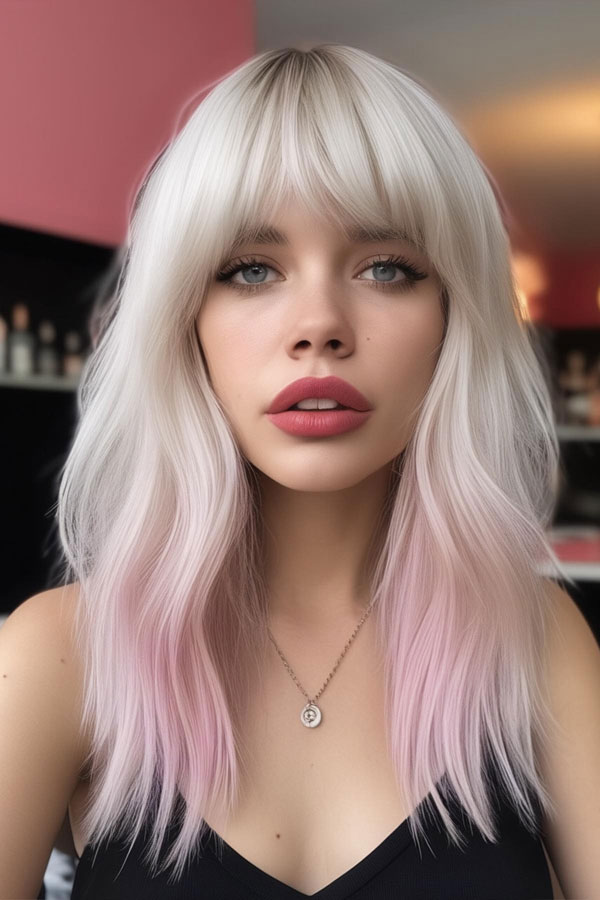 Soft Platinum and Pink Shag, shaggy haircut, Bridgette bardot inspired haircut