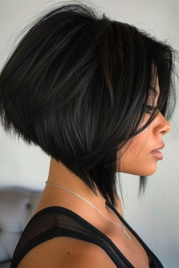 Stacked Angled Bob Short Layered Haircut.