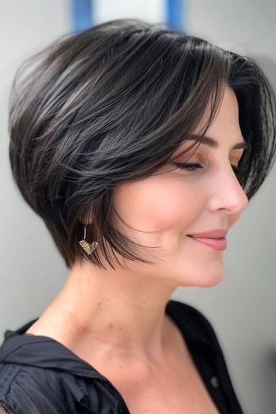 Stacked Bob Hairstyle for Women Over 50.