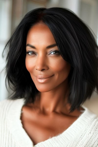 Textured Straight Bob Hairstyle for Women Over 50.