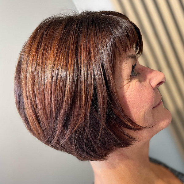 Vibrant Chestnut Brown Bob for women over 60