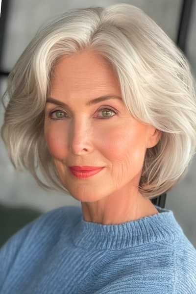 Voluminous Bob Hairstyle for Women Over 50.