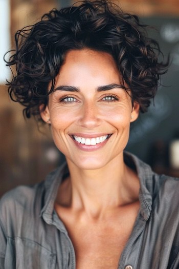 Voluminous Pixie Short Curly Hairstyle.