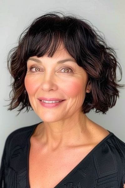 Wavy French Bob Hairstyle for Women Over 50.