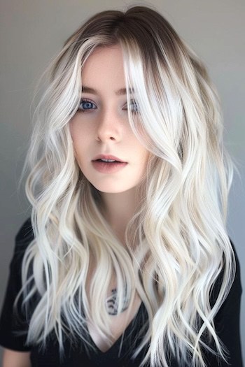 White Platinum Balayage Waves.