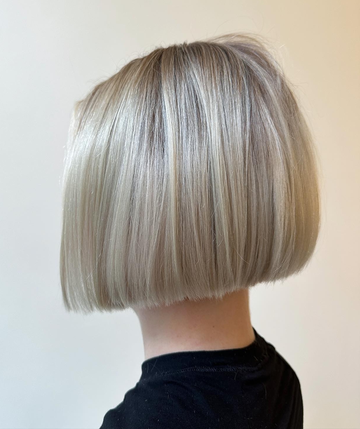 Ash Blonde Color on Bob Cut