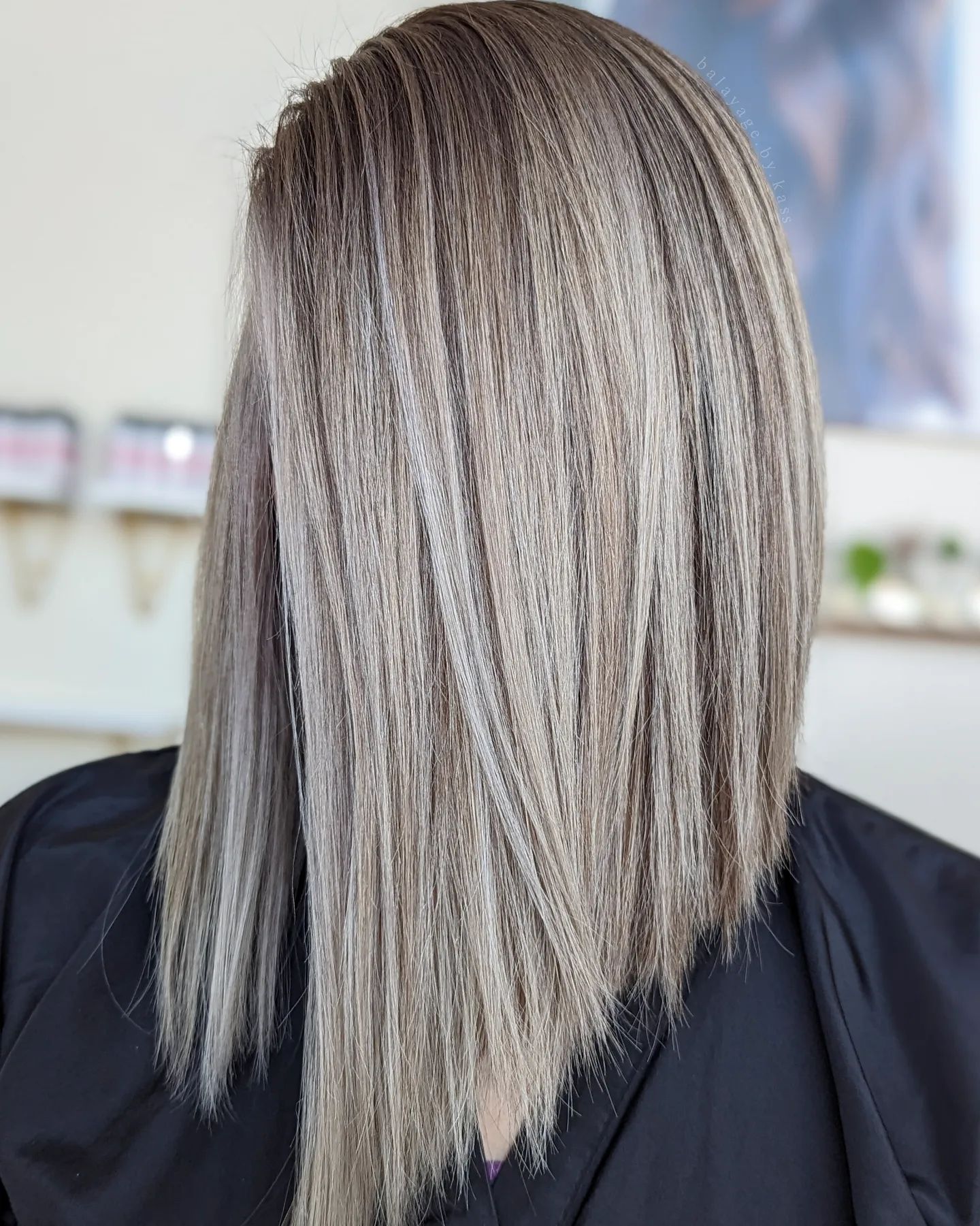 Ash Blonde with Silver Hues on Straight Hair