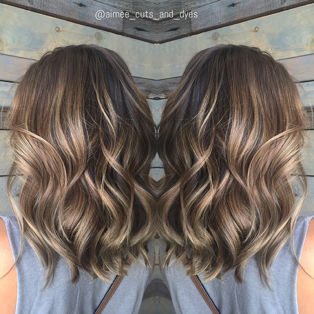 Ash Brown Balayage Wavy Hair