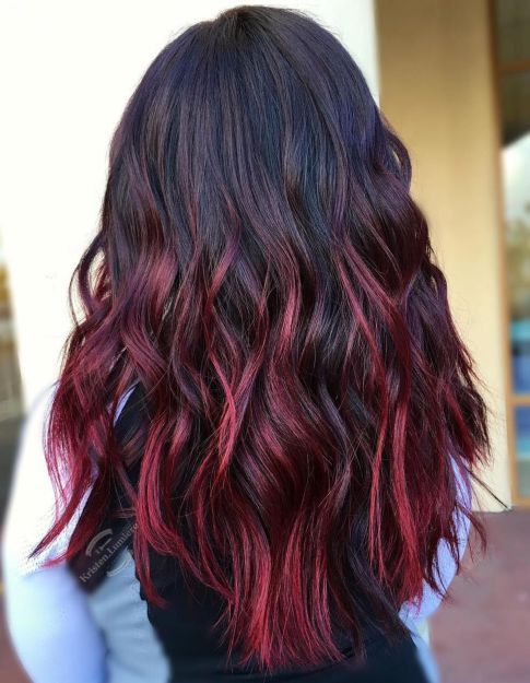 Black Hair With Burgundy Highlights