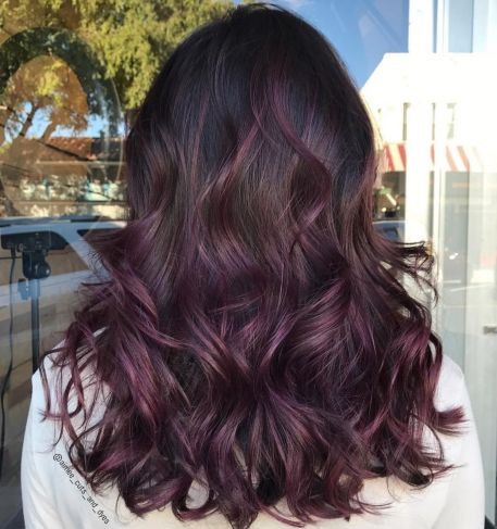 Black Hair With Subtle Purple Balayage