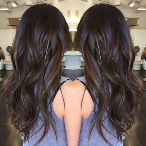 Black Hair With Warm Brown Highlights