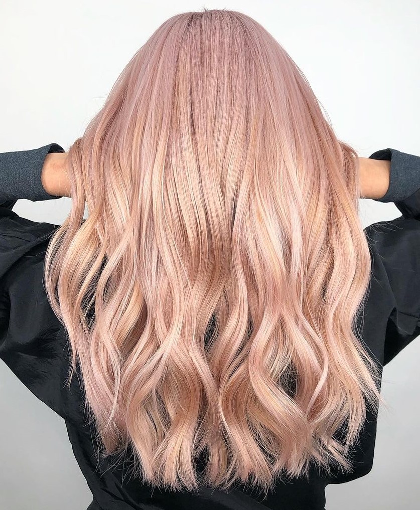 Bright Hair Color Blending Pink and Peach Tones