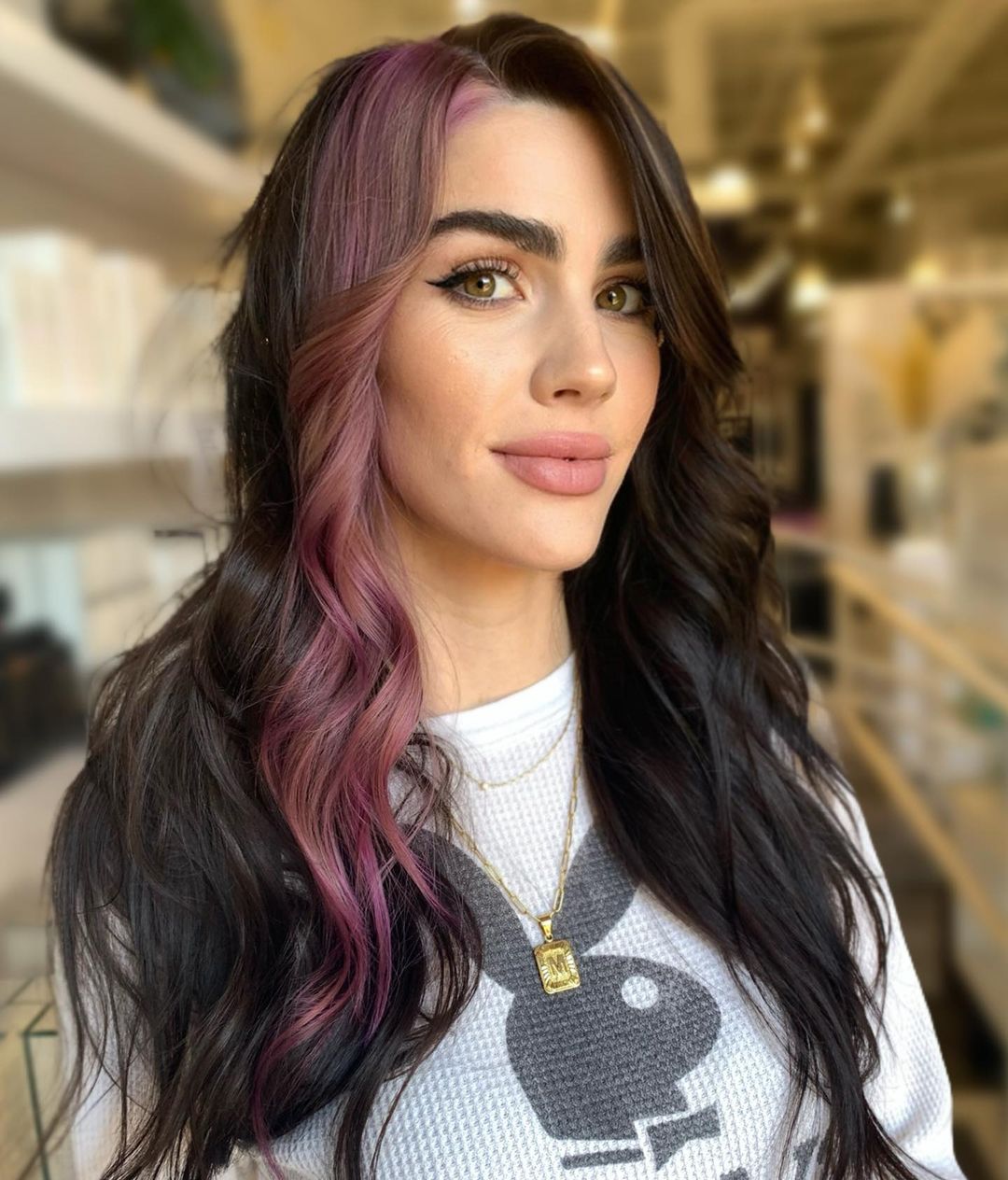 Brown and Mauve Block Hair Color