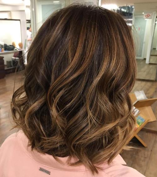 Brown Bob With Caramel Balayage