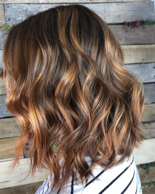 Brown Bob With Golden Balayage