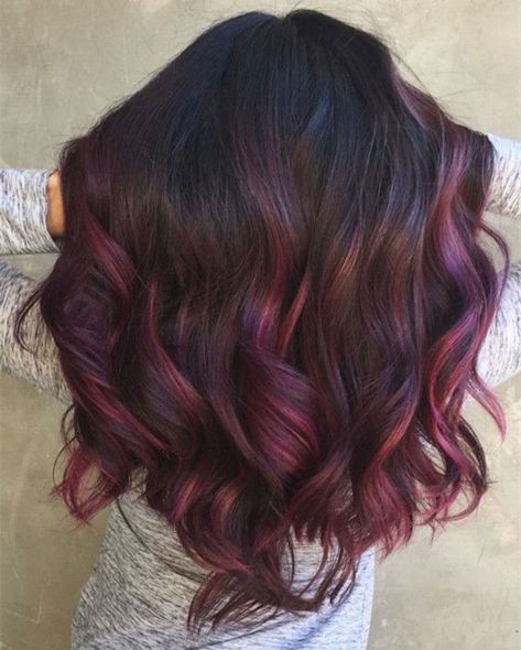 Burgundy Balayage With Violet Babylights