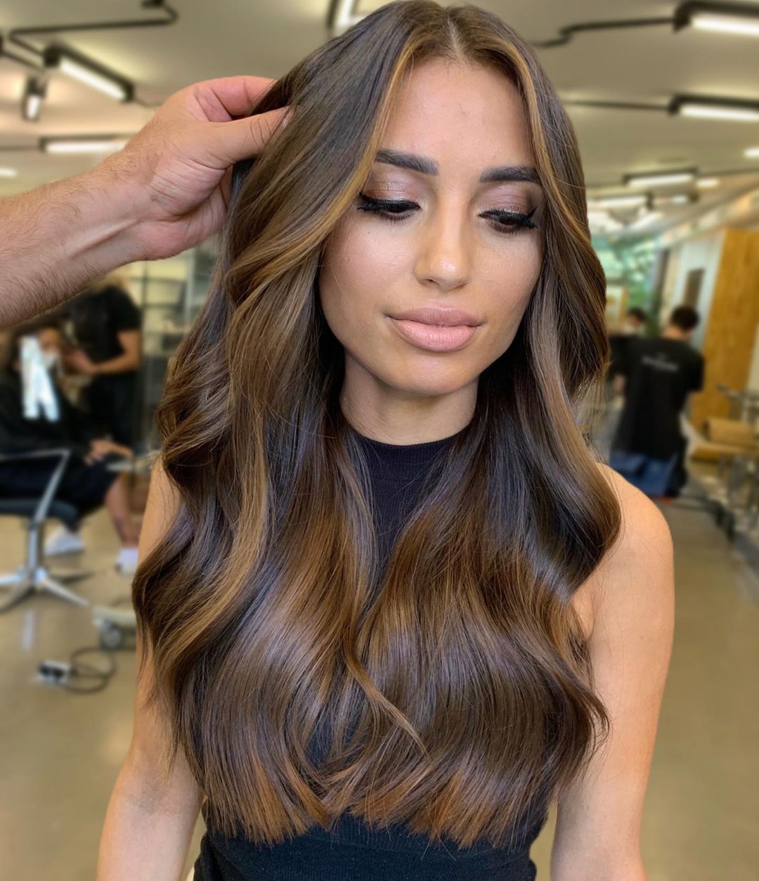 Caramel Balayage on Dark Tresses