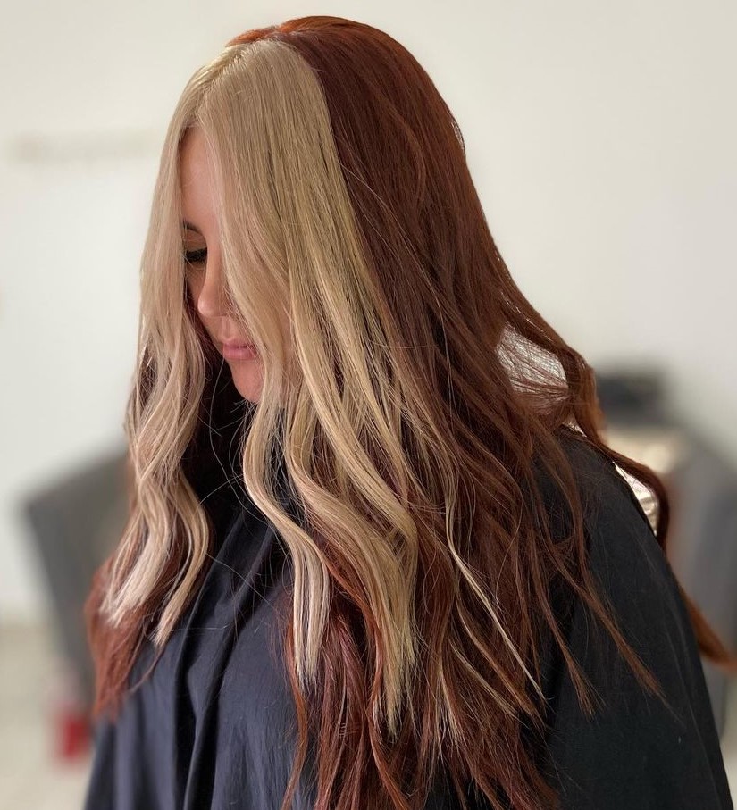 Chunky Blonde and Brown Block Hair