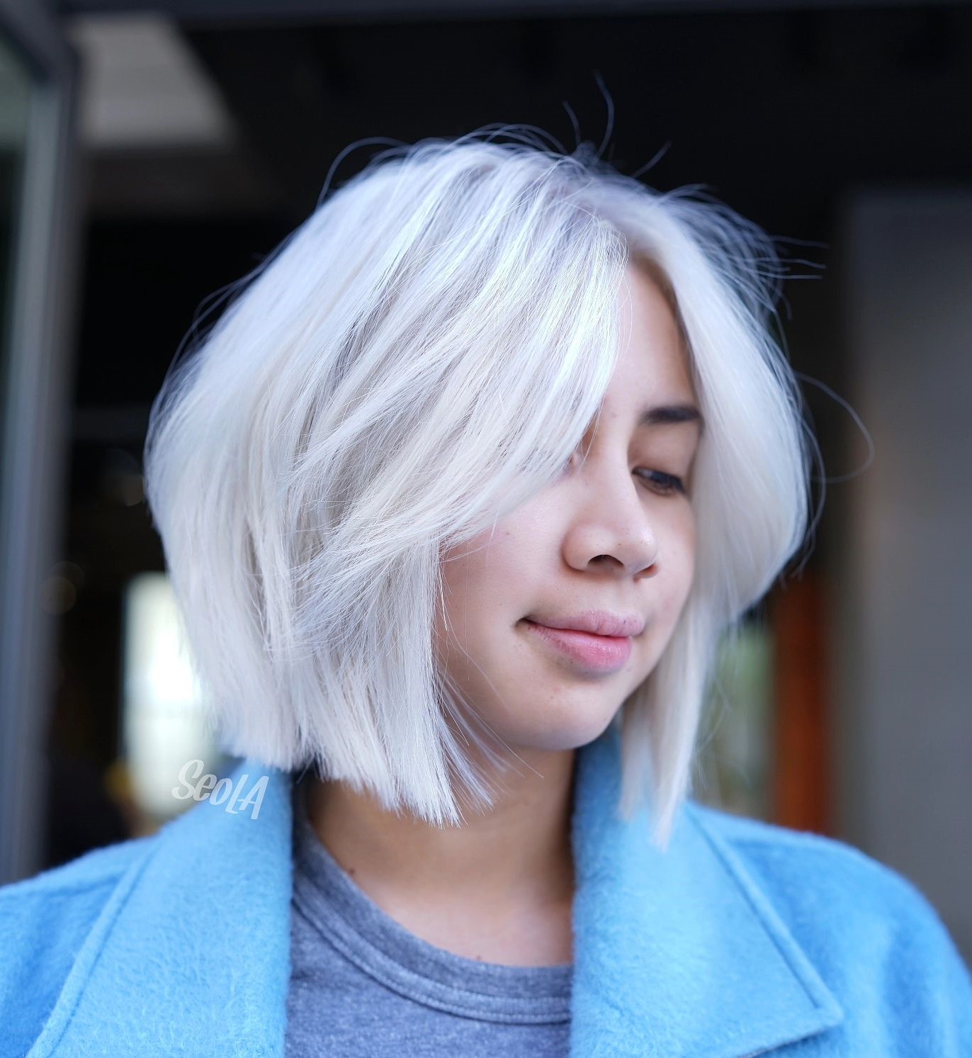 Icy Platinum Blonde Bob