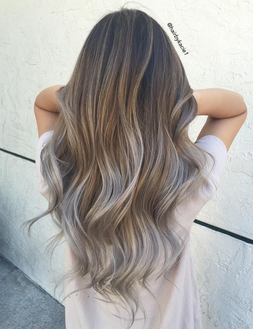 Light Brown And Silver Balayage Hair