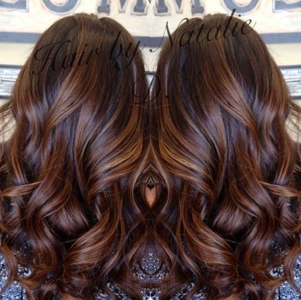 long brown hair with caramel balayage