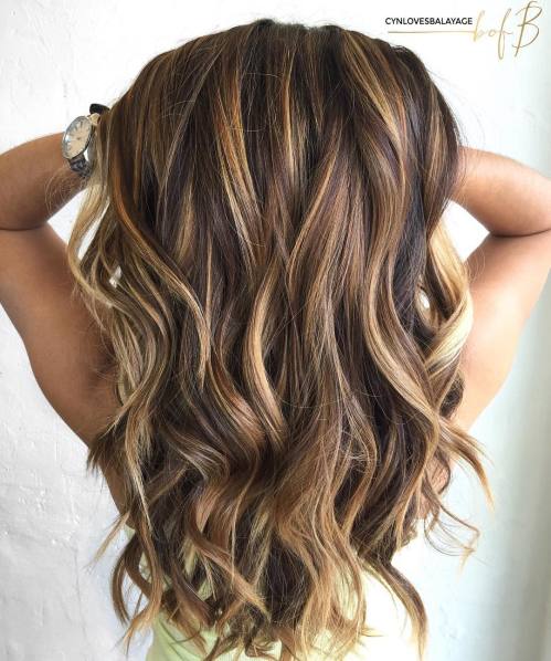 Long Brown Hair With Caramel Highlights