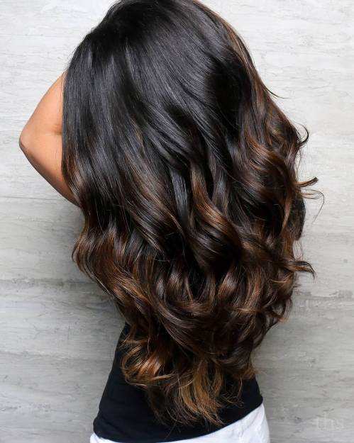 Long Dark Hair With Brown Highlights