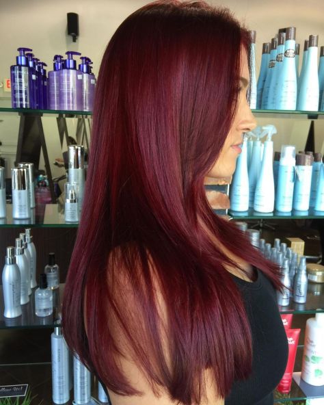 Long Straight Burgundy Hair